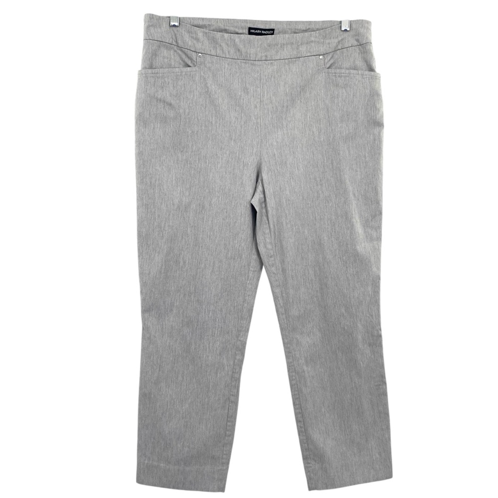 Hilary Radley Ladies Pull-On Stretch Ankle Pant Tummy Control Light Gray